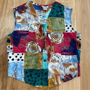 Caviar Patchwork Pattern Button Vest Tank Women’s Medium